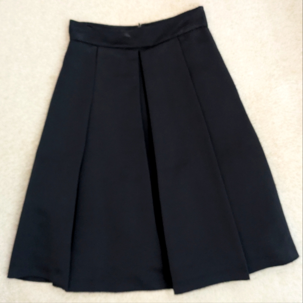 Eliza J Faille Black Retro Midi Pleated Tulle Circle A-Line Skirt